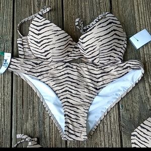 Nwot Sun and shore Tiger metallic stripe bikini set